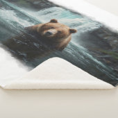 Grizzly Beer & Waterfall Wildlife Design Sherpa Deken (3/4)