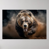 Grizzly Beer Wilde Dierenportret Fierce Power Poster (Voorkant)