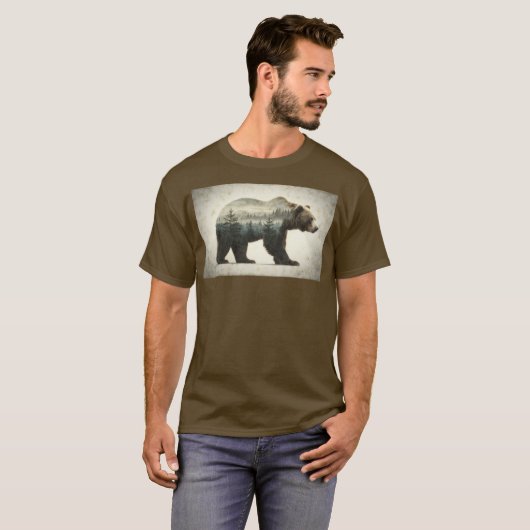 Grizzly Beer Wilderness Art T-shirt (Voorkant volledig)