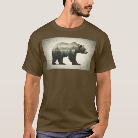 Grizzly Beer Wilderness Art T-shirt (Voorkant)