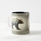 Grizzly Beer Wilderness Art Tweekleurige Koffiemok (Voorkant links)
