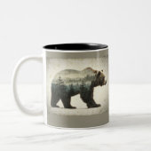 Grizzly Beer Wilderness Art Tweekleurige Koffiemok (Links)
