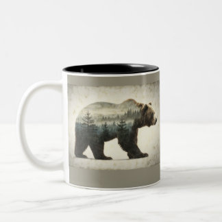 Grizzly Beer Wilderness Art Tweekleurige Koffiemok