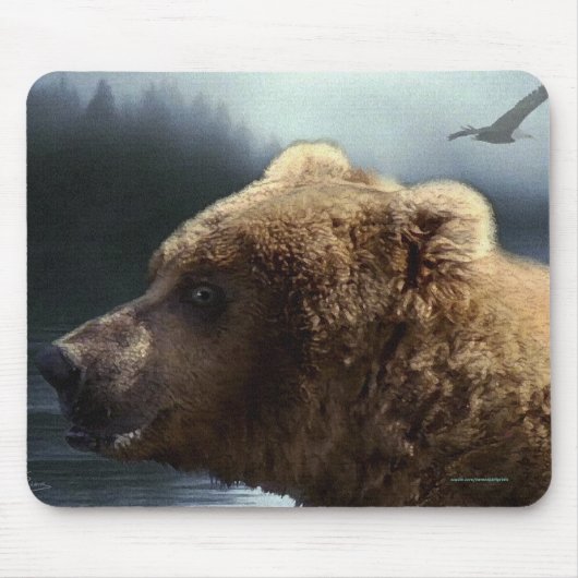 Grizzly Beer Wildlife Supporter Art Mousepad Muismat (Voorkant)