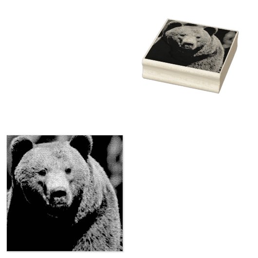 GRIZZLY BEER Wood Art Stempel (Gestempeld)