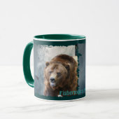 Grizzly Beer, Zalm & Waterval Wildlife Art Mok (Voorkant links)