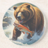 Grizzly Beer Zandsteen Onderzetter (Voorkant)