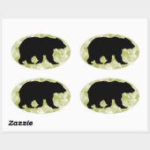 Grizzly Beer zwart silhouet gevlekt groen Ovale Sticker (Vel)