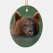 grizzly beer zwemmen keramisch ornament (Rechts)
