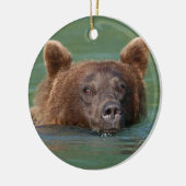 grizzly beer zwemmen keramisch ornament (Links)