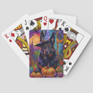 Grizzly Belgische Herdershond Halloween Heks Pompo Pokerkaarten