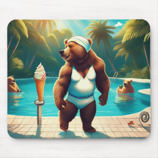 Grizzly Beren bij het zwembad Muismat (Voorkant)