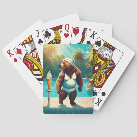 Grizzly Beren bij het zwembad Pokerkaarten (Achterkant)