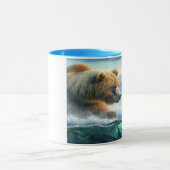 Grizzly Beren met stelelkop forel 7x5 Mok (Midden)