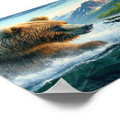 Grizzly Beren met stelelkop forel 7x5 Poster (Hoek)