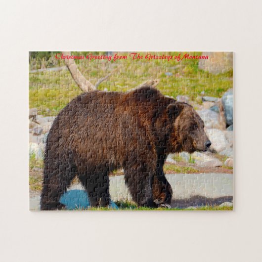 Grizzly Beren Montana. kerstgroet Legpuzzel (Horizontaal)