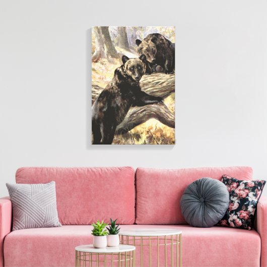 Grizzly Beren van CE Swan, bosdieren Canvas Afdruk (Insitu (Woonkamer))