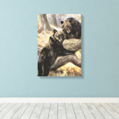 Grizzly Beren van CE Swan, bosdieren Canvas Afdruk (Insitu (Houten vloer))