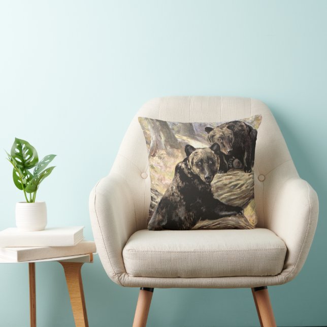 Grizzly Beren van CE Swan,  bosdieren Kussen (Stoel)