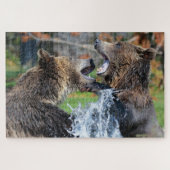 Grizzly Beren vechten tegen Jigzaag Puzzle Legpuzzel (Horizontaal)