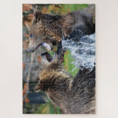 Grizzly Beren vechten tegen Jigzaag Puzzle Legpuzzel (Verticaal)