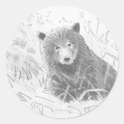 Grizzly Beren welptekening Ronde Sticker (Voorkant)