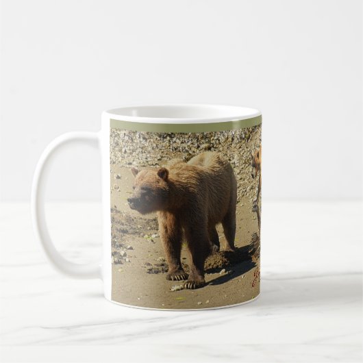 Grizzly Beren Wildlife Art Koffie Mok (Links)