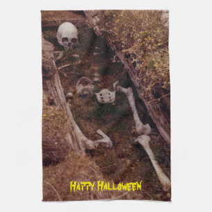 Grizzly Bones Skelet Halloween Foto Ontwerp Theedoek