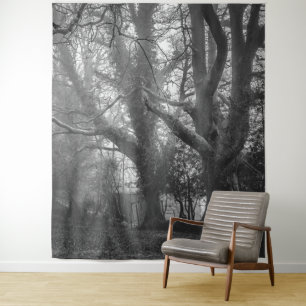 Grizzly Bos Zwarte en Witte Fotografie Wandkleed