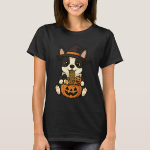 Grizzly Boston Terrier Pompoen Japanse Ramen Noede T-shirt