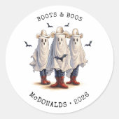 Grizzly Cowboy Spoken Halloween Ronde Sticker (Voorkant)