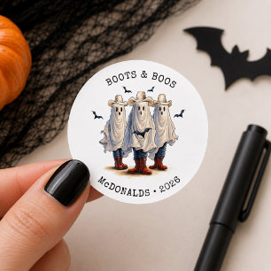 Grizzly Cowboy Spoken Halloween Ronde Sticker