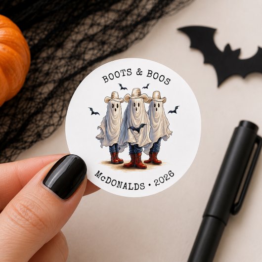Grizzly Cowboy Spoken Halloween Ronde Sticker