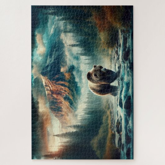 Grizzly Crossing, Grizzly Beer, berglandschap Legpuzzel (Verticaal)