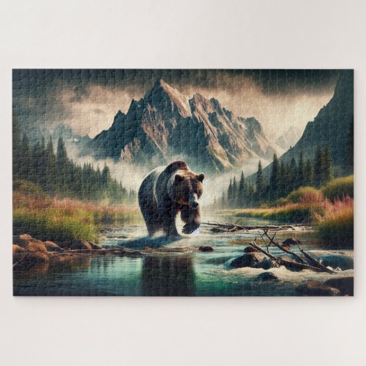 Grizzly Crossing, Grizzly Beer, berglandschap Legpuzzel (Horizontaal)