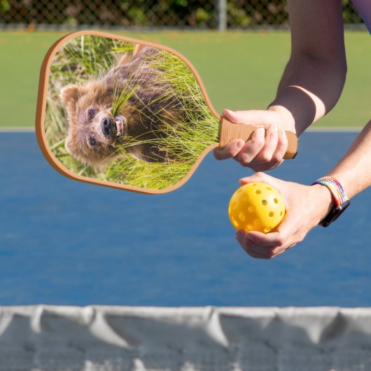 Grizzly cub grazing, Alaska Pickleball Paddle (Insitu)