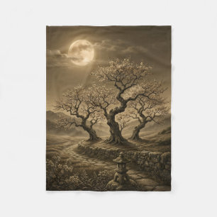 Grizzly Dode Bomen Vollemaan Gotische Landschap Fl Fleece Deken
