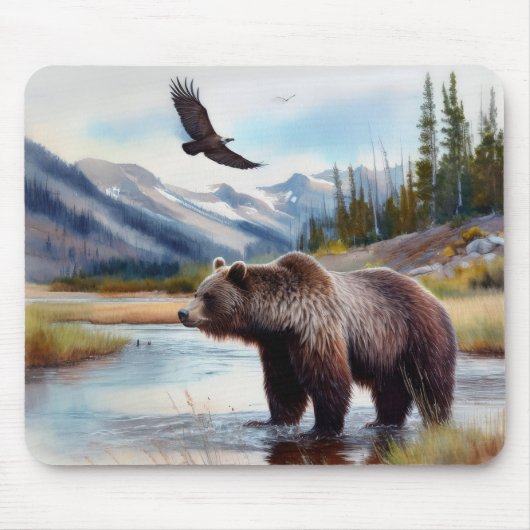 Grizzly Eagle Wildlife Mousepad Muismat (Voorkant)