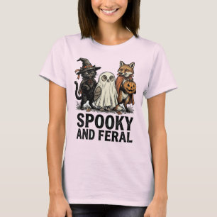 Grizzly en Wilde Vintage Halloween Kat Uil Vos Tri T-shirt