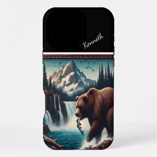 Grizzly Feast door Waterval iPhone Hoesje (Achterkant)