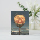 Grizzly Fel Jack O Lantern Pompoen Briefkaart (Staand voorkant)