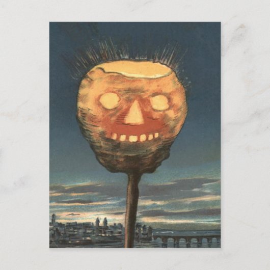 Grizzly Fel Jack O Lantern Pompoen Briefkaart (Voorkant)