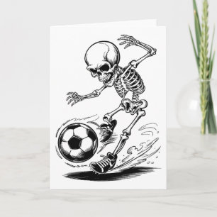 Grizzly geraamte kinderen spelen voetbal Halloween Kaart