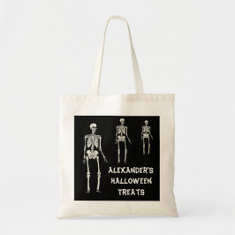 Grizzly geraamtes Halloween snoep of een poets Tote Bag