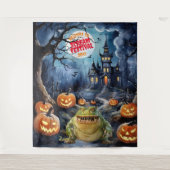 Grizzly Griezelen Huis Halloween Achtergrond Wandkleed (Voorkant)