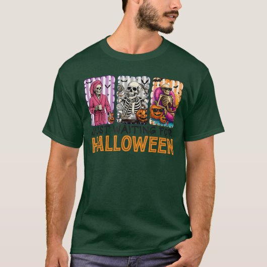 Grizzly Griezige Zomer Skelet Wachtend Op Hallowee T-shirt (Voorkant)