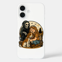 Grizzly Grimmige Oogst met Meisje en Hondenskelet