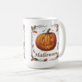 Grizzly Halloween Jack-o'-Lantern Herfstblad Frame Koffiemok (Voorkant rechts)