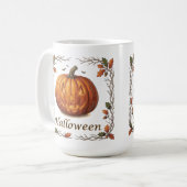 Grizzly Halloween Jack-o'-Lantern Herfstblad Frame Koffiemok (Voorkant links)