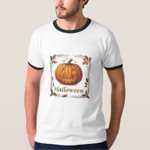 Grizzly Halloween Jack-o'-Lantern Herfstblad Frame T-shirt